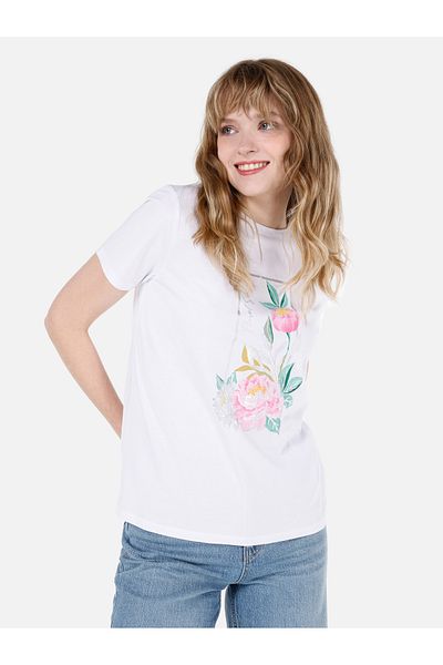 Colin's Tricou alb pentru femei - mâneci