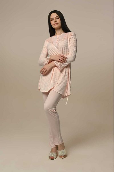 BLACKMORE Women's Powder Side Tie Maternity Maternity 3-Piece Pajamas Set