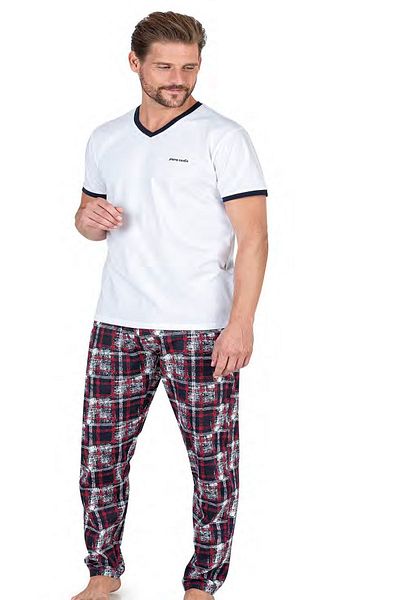 Pierre Cardin 6046 Ανδρικό κοντομάνικο σετ πιτζάμες από χτενισμένο βαμβάκι-λευκό