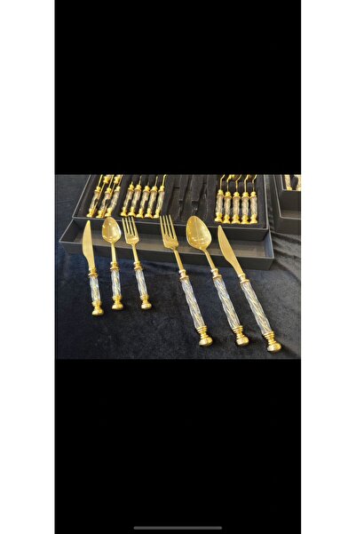 MaviDamla 36 PARÇA KRİSTAL TİTANYUM YEMEK SETİ