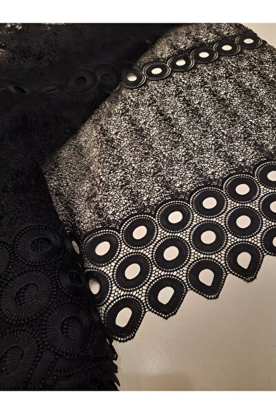 Safir Kumaş Elbise için Siyah Güpür  Kordone Dantel 2.5 Metre