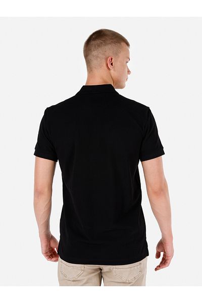 Colin's Regular Fit Polo Neck Plain Men's Black Short Sleeve T-Shirt
