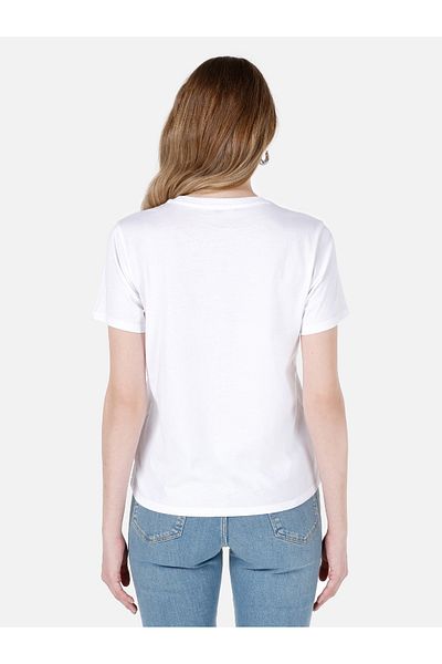 Colin's Tricou alb de damă cu mânecă scurtă