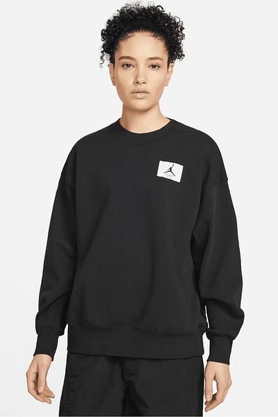 Nike Jordan Jumpman Essen Fleece Crew Oversize Women's Wide Fit Cotton Sweatshirt Black