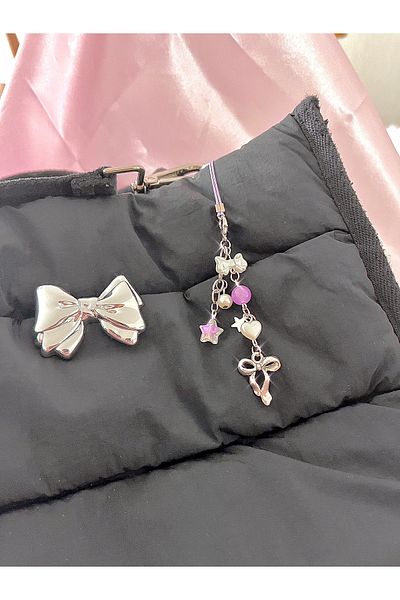 bohemian takı tasarim Cute Ribbon Lilac Phone & Bag Charm