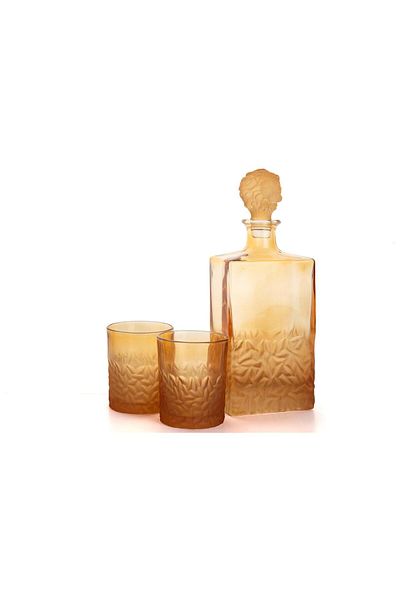 Mikasa Moor Glass Whiskey Set with Amber Lion Lid 3 Pieces 800Ml-280Ml