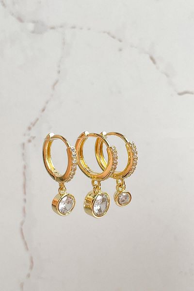 Modex Round Jewelled Triple Hoop Earrings
