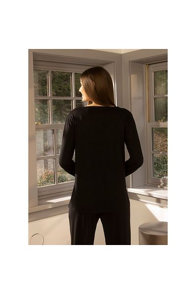 Penelope Tricou negru cu mânecă lungă pentru femei - Colecția L Baily