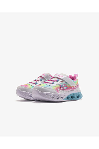 SKECHERS Flutter Heart Lights - Groovy Swirl Küçük Kız Çocuk Beyaz Işıklı Spor Ayakkabı 303253N Wmlt
