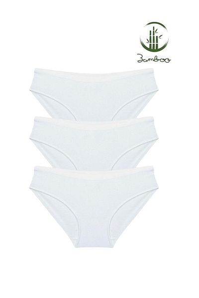 FORMO 3-Piece Women's White Bamboo High Quality Stretchy Soft Bikini Panties