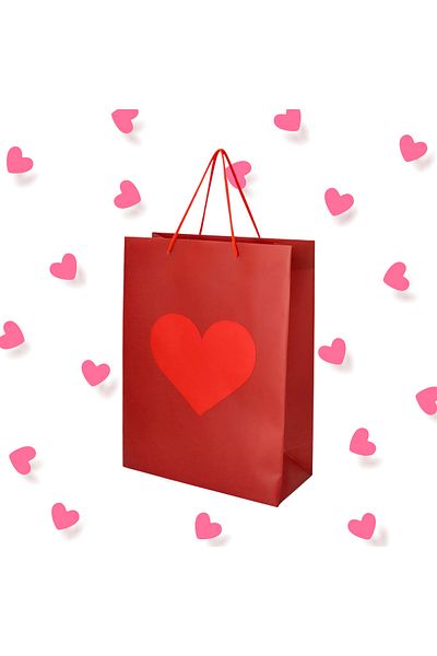 Flying Tiger Heart Patterned Gift Bag - Heart Patterned Card Set of 2 Valentines Day