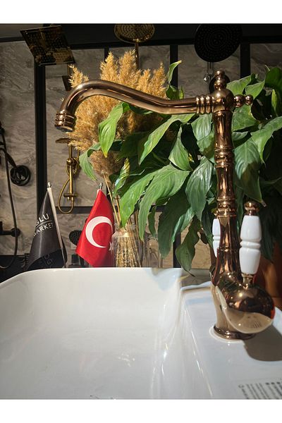 İSAOĞLU YAPI Zen Designed Copper Rustic Purified Kitchen Faucet - Brass Material