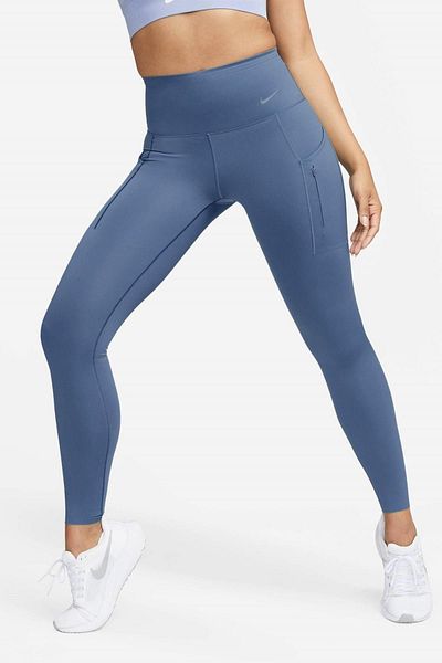 Nike Go Firm Support High Rise Full Length Women's 6 Pocket Training Leggings Dark Blue