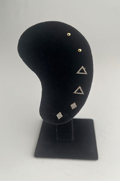 Modex Minimal Earring Set with Gold Color Triangle Figure