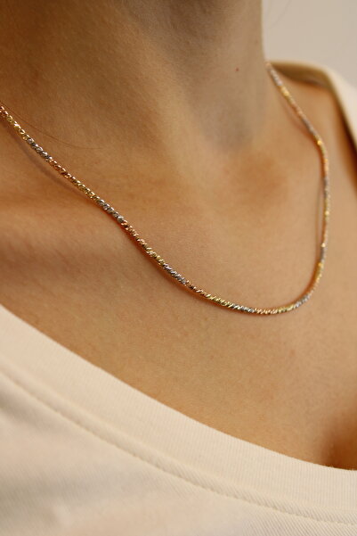 Net Kuyumculuk 14 Ayar Altın Dorika 3 Renk Zincir Kolye