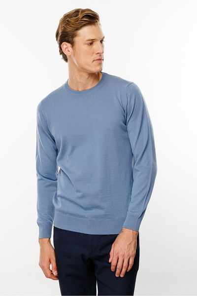 Desen Triko Pulover tricot subțire pentru bărbați - decolteu, H.Blue