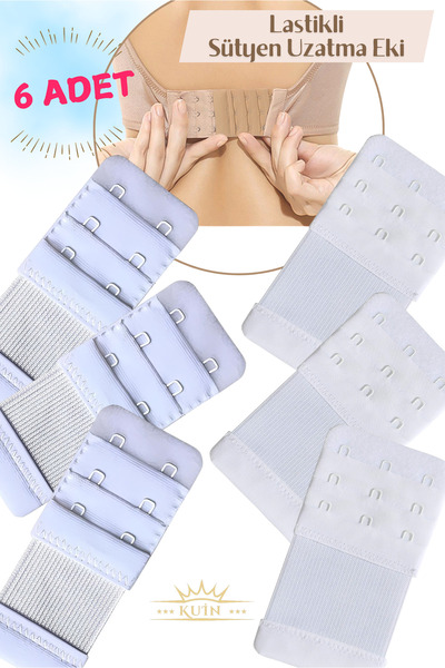 KUIN 6 buc. Extensie sutien cu anvelope (Agraf) (3 bucăți anvelope 2x3, 3 buc...