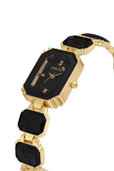 Polo Air Luxury Women's Watch with Stones Black Gold Color Pl-1512B6X