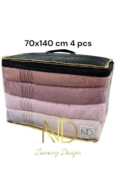 Nevresim Dünyası Παπλωματοθήκη World 70x140 Βαμβακερό σετ πετσετών - 4 τεμαχίων σε σκόνη (ND)