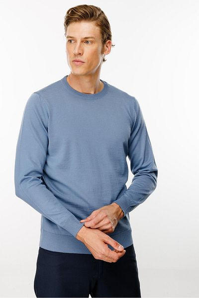 Desen Triko Pulover tricot subțire pentru bărbați - decolteu, H.Blue