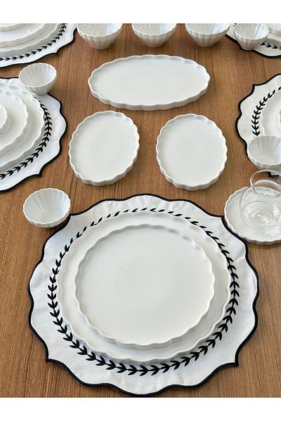 MD MİMOZA DEKOR Breakfast Set 87 Pieces Twist for 12 People
