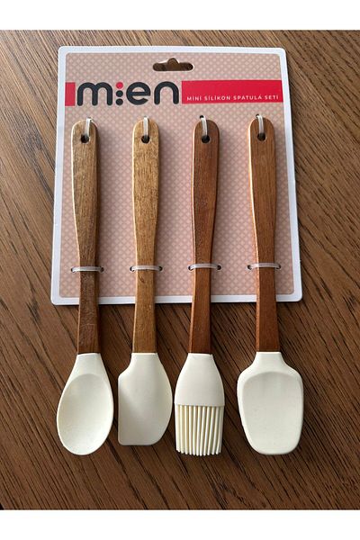 MİEN Mini Silicone Spatula Set - Acacia Handle
