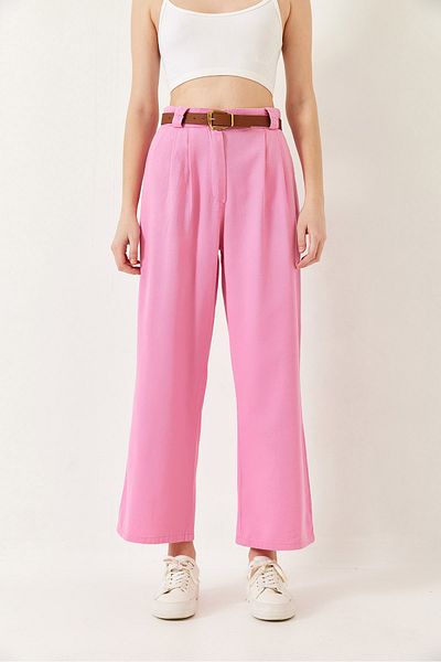 Bianco Lucci Women's Belted Thick Bridged Gabardine Trousers 3933 60251320