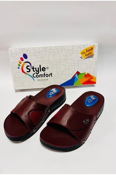 STYLE COMFORT Papuci ortopedici cu velcro cu gel roșu Claret