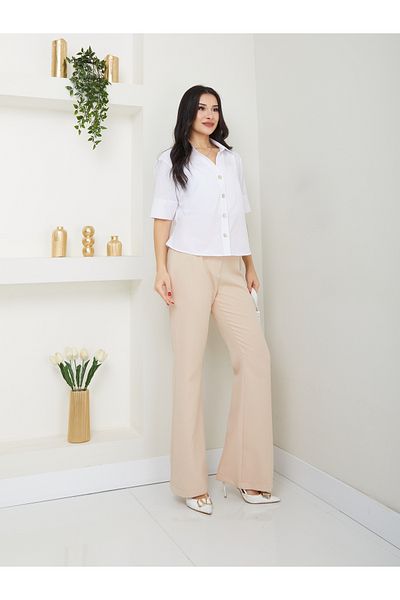 akabe Comfy Stylish Wide Leg Beige Pants