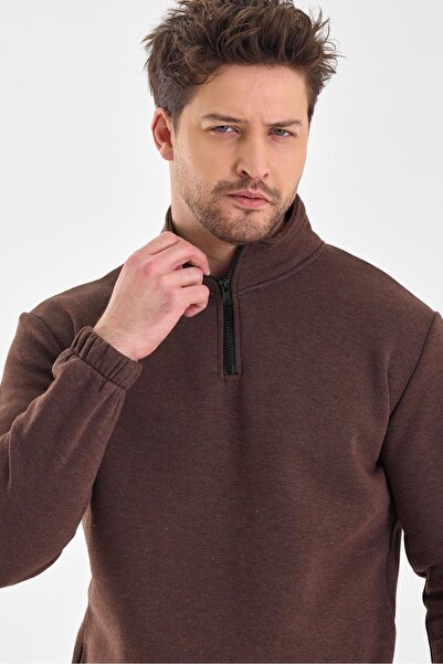 yakamor Ανδρικό φούτερ ψηλός λαιμός με μισό φερμουάρ
