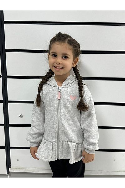 Kübra Tekstil Cardigan din jerseu cu fermoar pentru fete - Hanorac cu glugă
