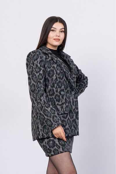ribana Leopard Print Blazer Lined Double Breasted Detailed Jacket