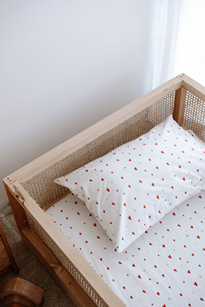 TBA COLLECTION Single Elastic Sheet Set | Red Hearts