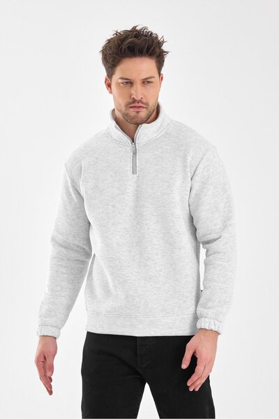 yakamor Ανδρικό φούτερ ψηλός λαιμός με μισό φερμουάρ