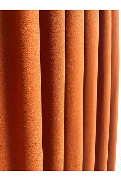 Taç Matsu Orange Cotton Background Curtain 1/3 Close Pleat