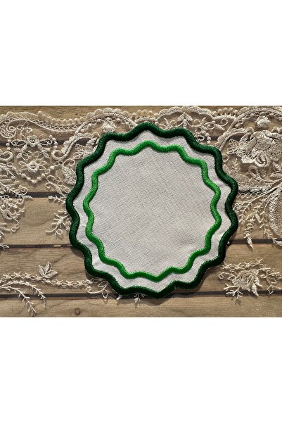 nebudeco 2 Li Yeşil Renk Nakışlı Kokteyl Peçetesi , Kahve Yanı Sunum Peçetesi...