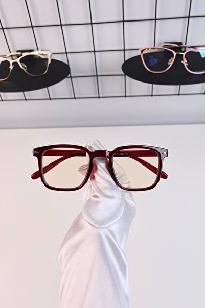 LOOKUP Blue Light Protection Glasses Optical Matched Burgundy Frame Square Screen Protector Eyewear
