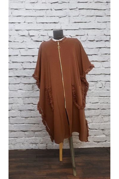 Çalıkuşu Tassel Detailed Zippered Poncho Pocket