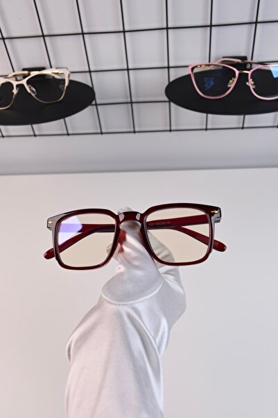 LOOKUP Blue Light Protection Glasses Optical Matched Burgundy Frame Square Screen Protector Eyewear