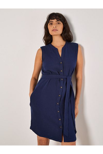 Apricot Tetra Durchknöpfbares Kleid