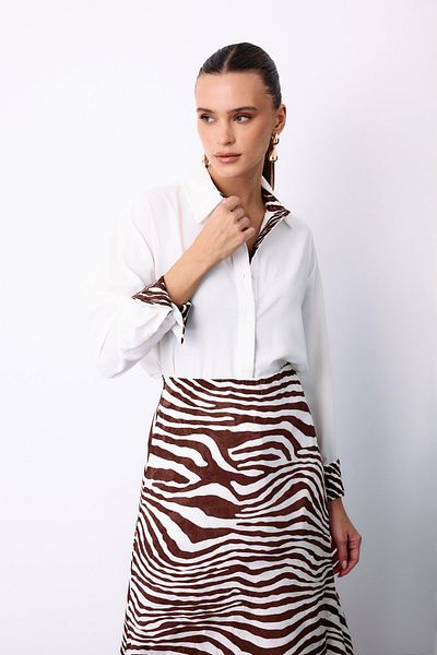 Sateen Ecru Zebra Print Classic Shirt