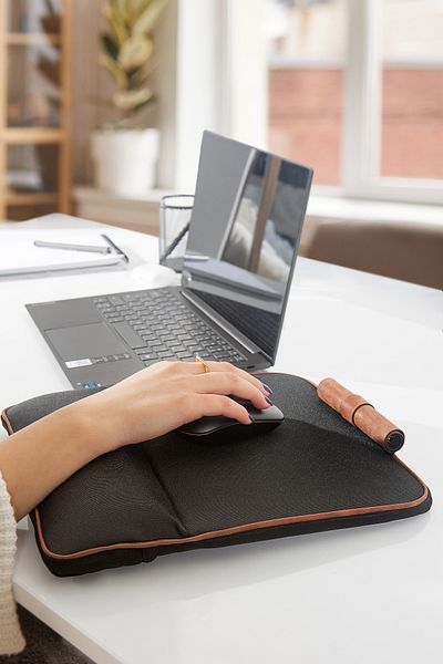 HAMUR Mousepad Suport pentru încheietura mâinii Pad/Pernă Suport pentru tabletă Suport pentru telefon Pânză lavabilă Detaliu din piele Negru