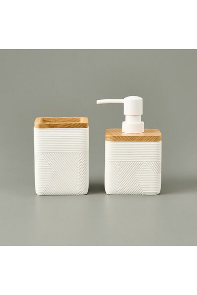Evidea Bath Madera Set of 2 Bathroom Liquid Soap Dispensers - White