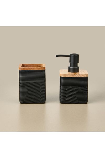 Evidea Set dozator de săpun lichid pentru baie Bath Madera din 2 piese - negru