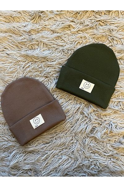 enes baby Pack of 2 Smile Smiley Face Stretchy Camisole Beanie
