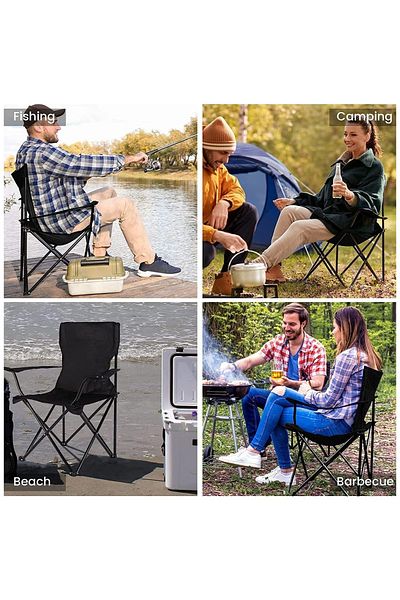 Primo Plus Foldable Beach And Garden Chair Black