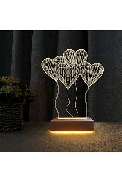 Vipyol Led Table Night Light 4 Hearts Lamp Gift for Wife and Valentines Birthday Gifts