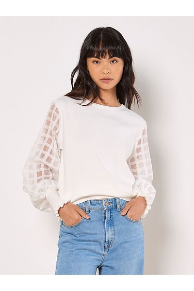 Apricot Organza-Quadrate-Arm-Pullover