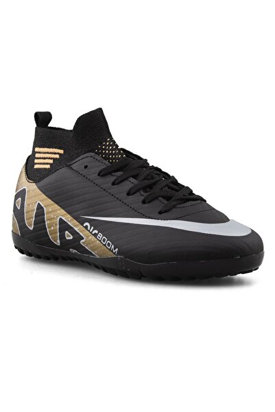 LALİGA Laliga 565 Siyah Altın Rengi Çoraplı Halı Saha Ayakkabısı