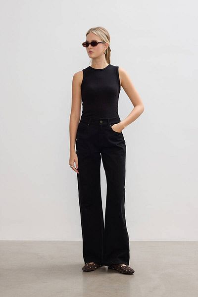 BE BLUE Pantaloni din Gabardina Neagra